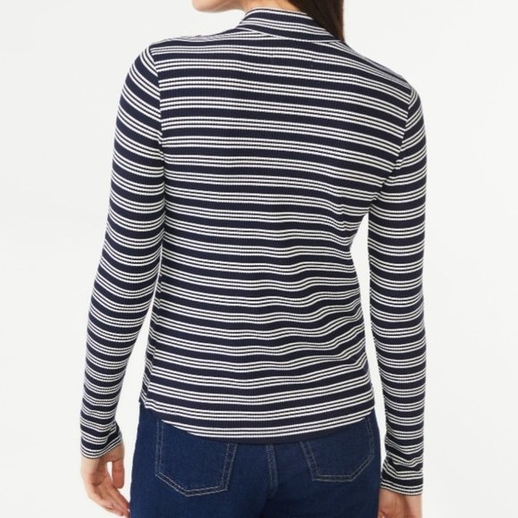 FREE ASSEMBLY Women's Button Shoulder Mock Neck Ribbed Top with Long Sleeves - Picture 3 of 5